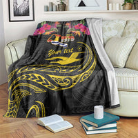 Kiribati Independence Day Personalised Blanket Gold Frigatebird with Polynesian Pattern