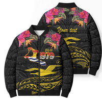 Kiribati Independence Day Personalised Bomber Puffer Jacket Gold Frigatebird with Polynesian Pattern - Polynesian Pride