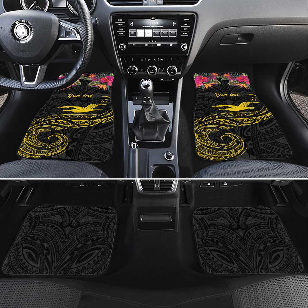 Kiribati Independence Day Personalised Car Mats Gold Frigatebird with Polynesian Pattern