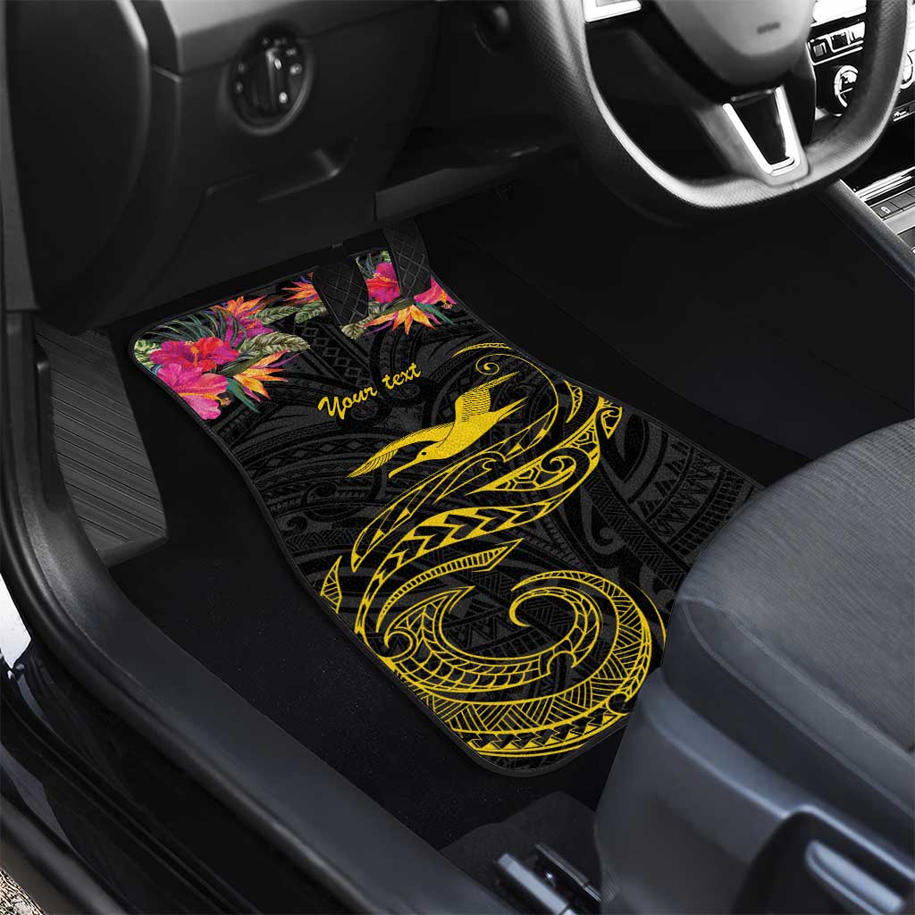 Kiribati Independence Day Personalised Car Mats Gold Frigatebird with Polynesian Pattern