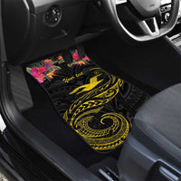 Kiribati Independence Day Personalised Car Mats Gold Frigatebird with Polynesian Pattern