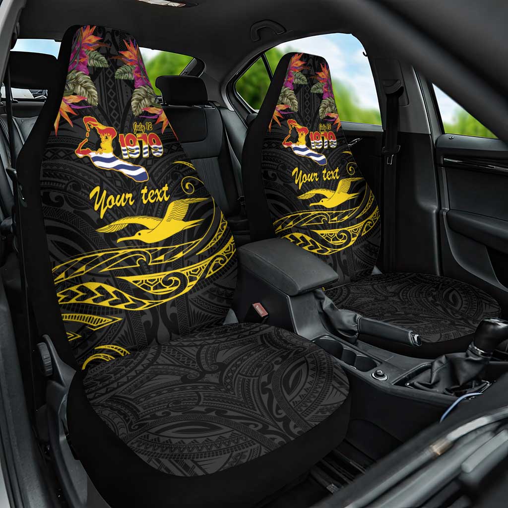 Kiribati Independence Day Personalised Car Seat Cover Gold Frigatebird with Polynesian Pattern