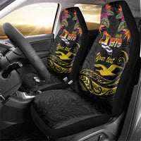 Kiribati Independence Day Personalised Car Seat Cover Gold Frigatebird with Polynesian Pattern