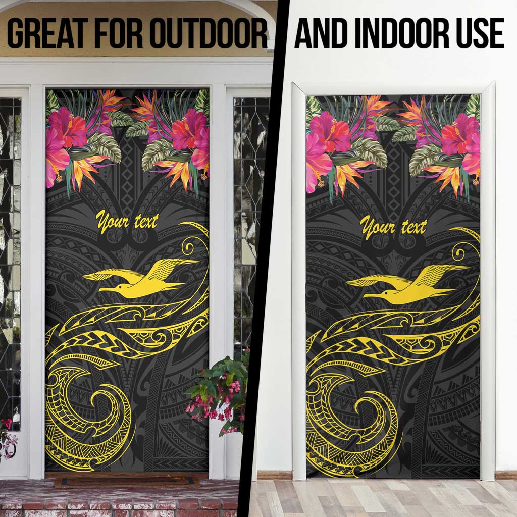 Kiribati Independence Day Personalised Door Cover Gold Frigatebird with Polynesian Pattern - Polynesian Pride