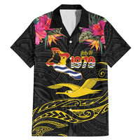 Kiribati Independence Day Personalised Family Matching Mermaid Dress and Hawaiian Shirt Gold Frigatebird with Polynesian Pattern