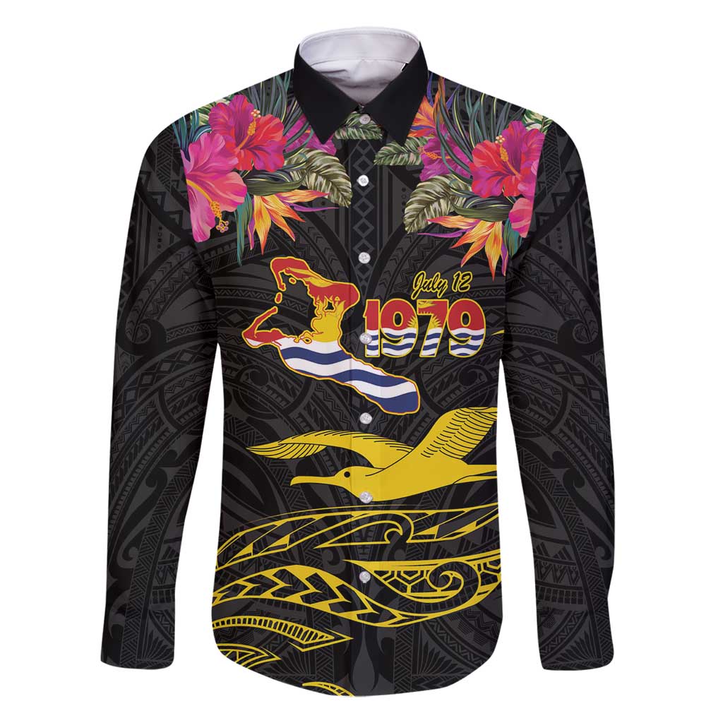 Kiribati Independence Day Personalised Family Matching Mermaid Dress and Hawaiian Shirt Gold Frigatebird with Polynesian Pattern