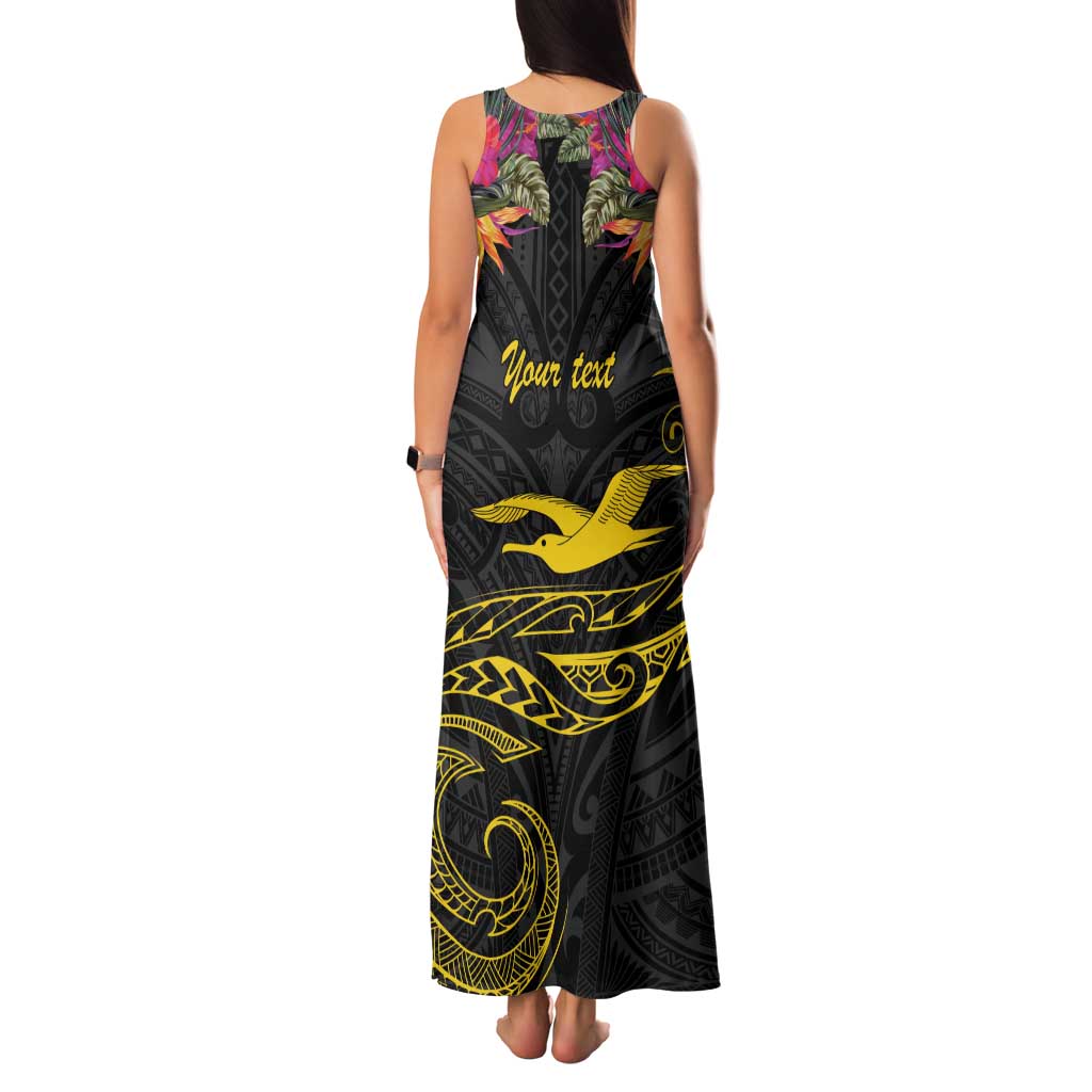 Kiribati Independence Day Personalised Family Matching Tank Maxi Dress and Hawaiian Shirt Gold Frigatebird with Polynesian Pattern