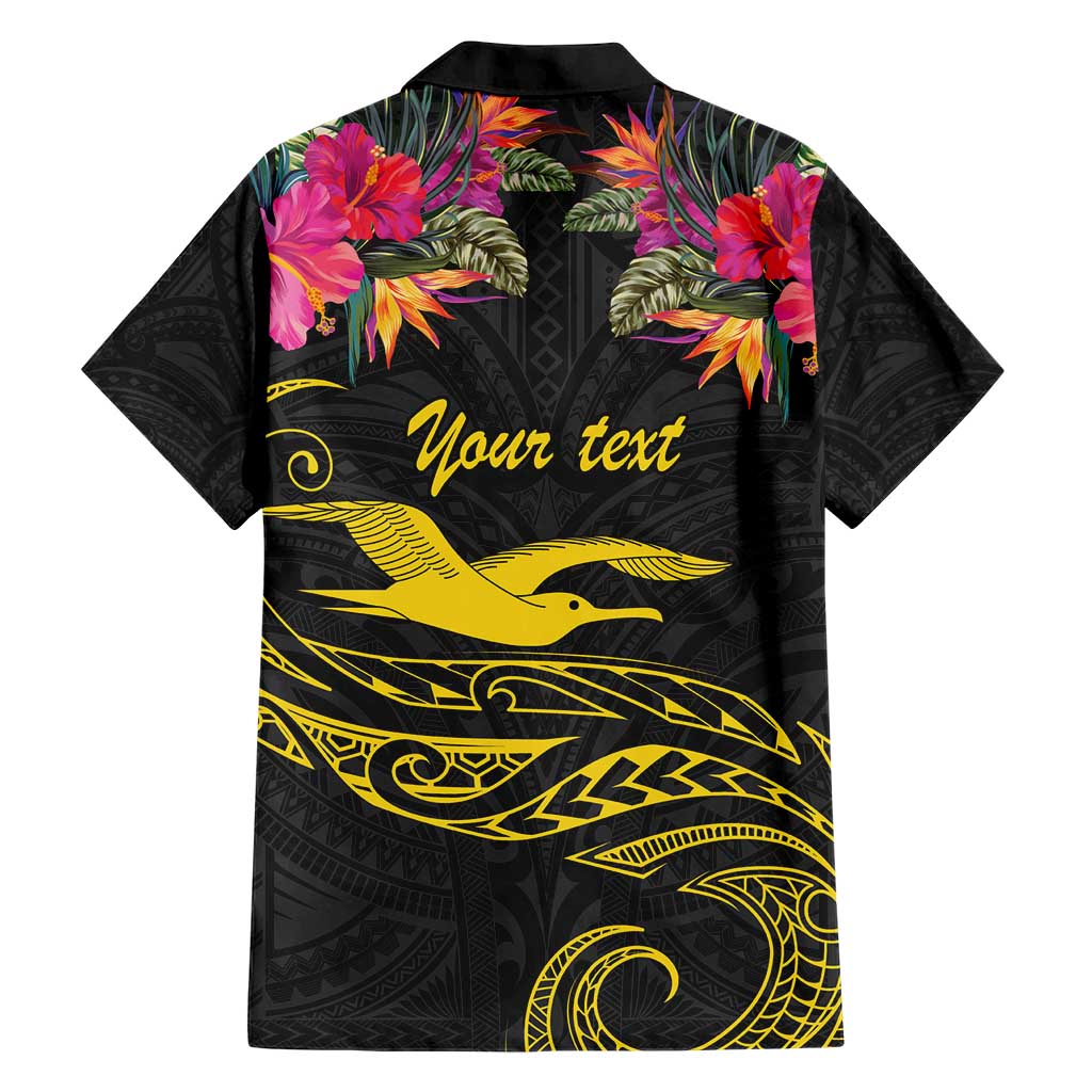 Kiribati Independence Day Personalised Hawaiian Shirt Gold Frigatebird with Polynesian Pattern