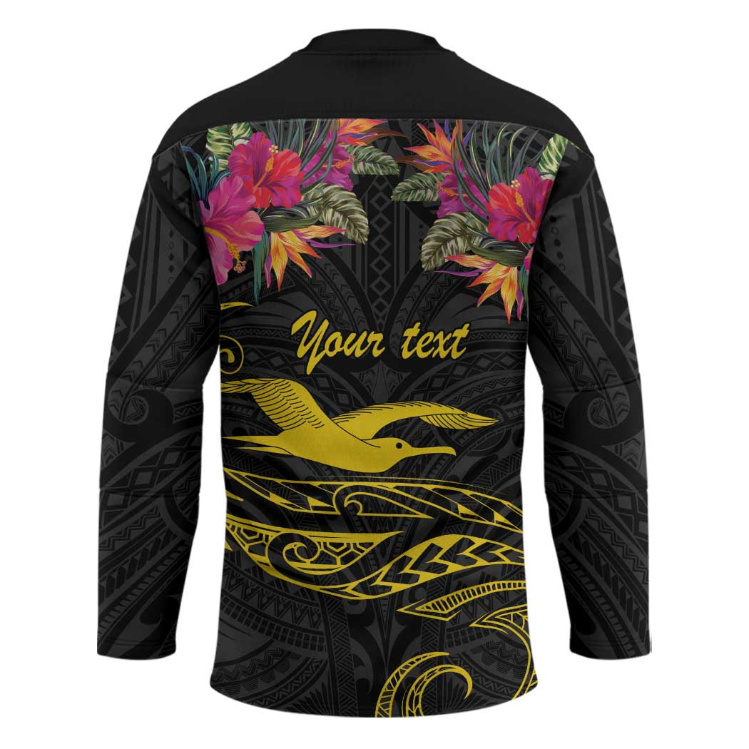 Kiribati Independence Day Personalised Hockey Jersey Gold Frigatebird with Polynesian Pattern LT9 - Polynesian Pride