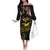 Kiribati Independence Day Personalised Off The Shoulder Long Sleeve Dress Gold Frigatebird with Polynesian Pattern