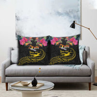 Kiribati Independence Day Personalised Pillow Cover Gold Frigatebird with Polynesian Pattern LT9 - Polynesian Pride