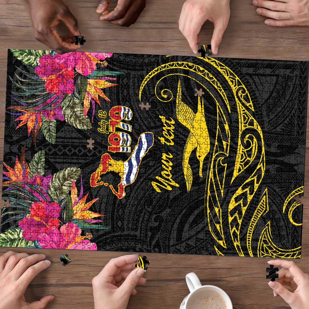 Kiribati Independence Day Personalised Puzzle Gold Frigatebird with Polynesian Pattern - Polynesian Pride