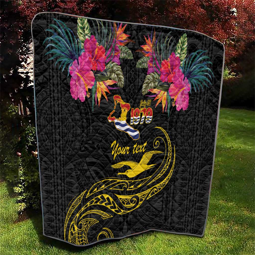 Kiribati Independence Day Personalised Quilt Gold Frigatebird with Polynesian Pattern