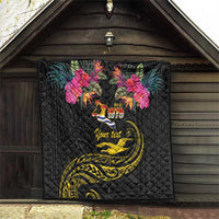 Kiribati Independence Day Personalised Quilt Gold Frigatebird with Polynesian Pattern
