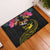 Kiribati Independence Day Personalised Rubber Doormat Gold Frigatebird with Polynesian Pattern