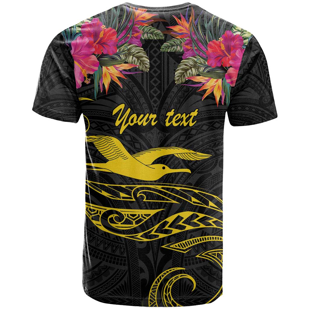 Kiribati Independence Day Personalised T Shirt Gold Frigatebird with Polynesian Pattern