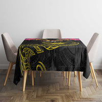 Kiribati Independence Day Personalised Tablecloth Gold Frigatebird with Polynesian Pattern