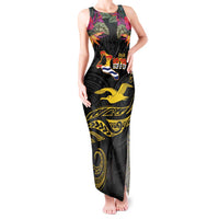 Kiribati Independence Day Personalised Tank Maxi Dress Gold Frigatebird with Polynesian Pattern