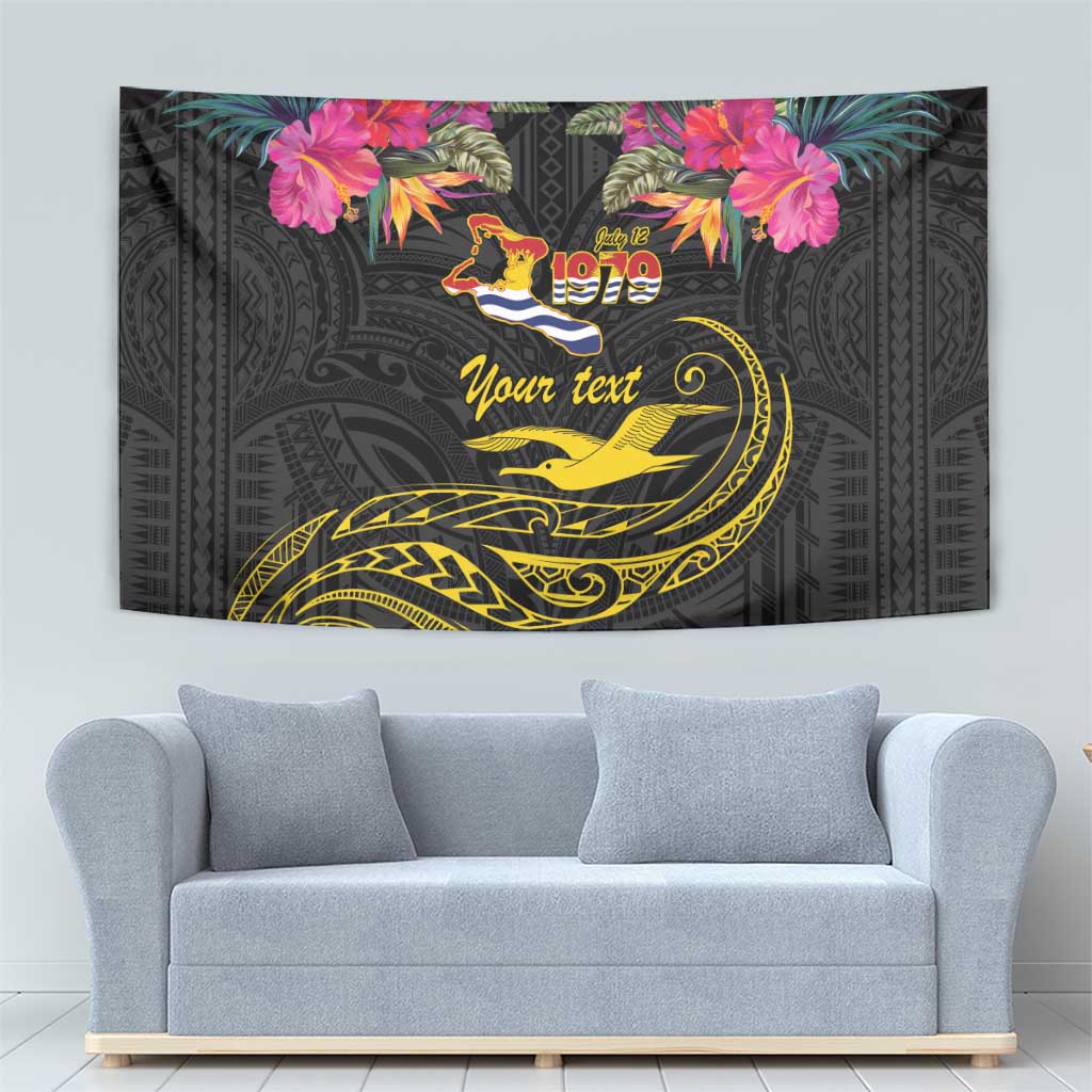 Kiribati Independence Day Personalised Tapestry Gold Frigatebird with Polynesian Pattern