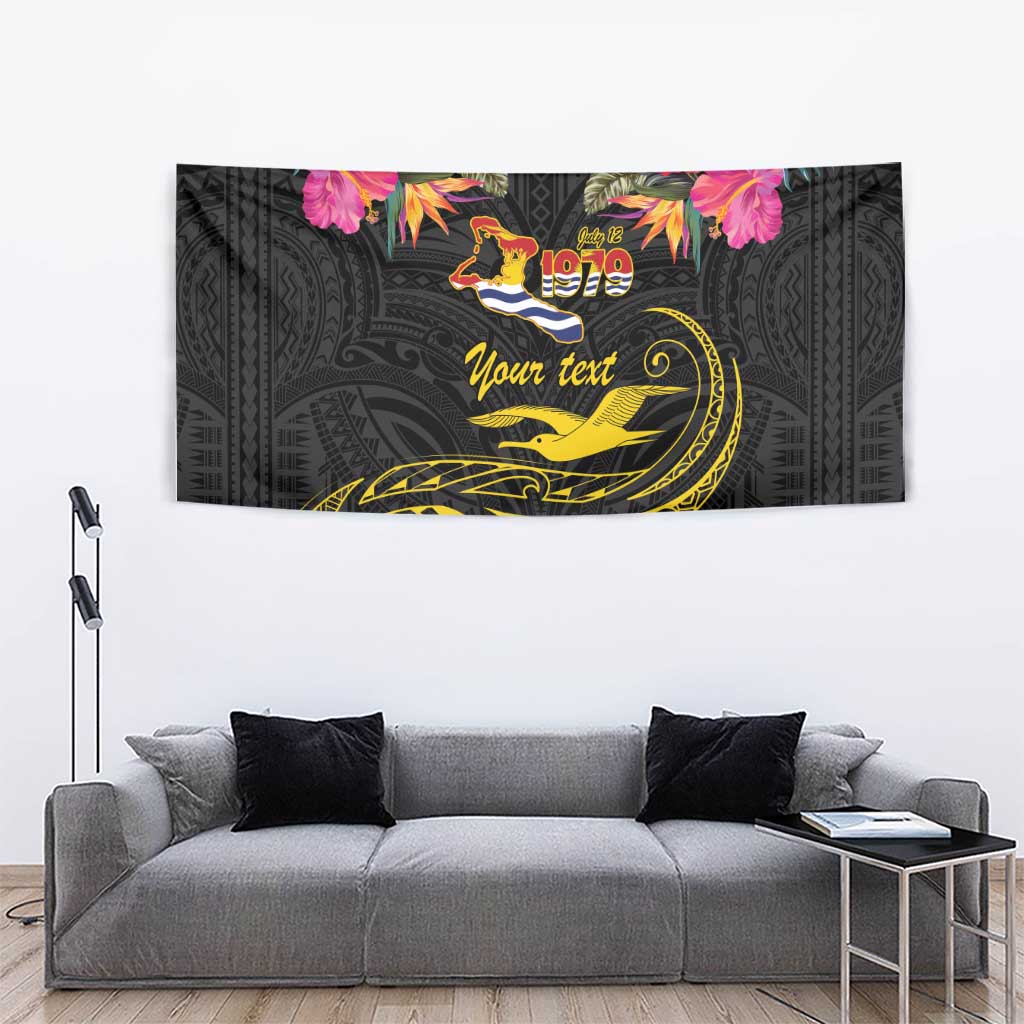 Kiribati Independence Day Personalised Tapestry Gold Frigatebird with Polynesian Pattern