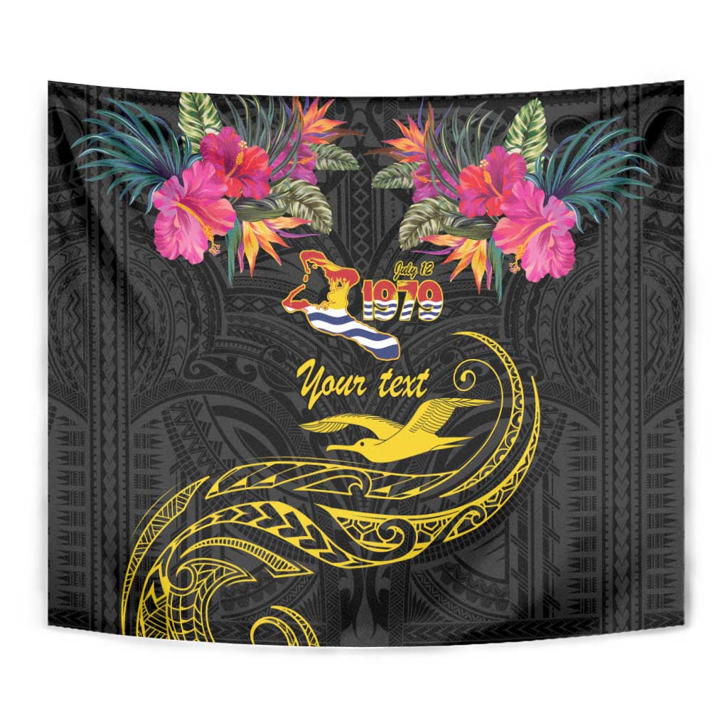 Kiribati Independence Day Personalised Tapestry Gold Frigatebird with Polynesian Pattern