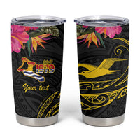 Kiribati Independence Day Personalised Tumbler Cup Gold Frigatebird with Polynesian Pattern