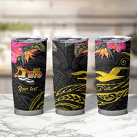 Kiribati Independence Day Personalised Tumbler Cup Gold Frigatebird with Polynesian Pattern