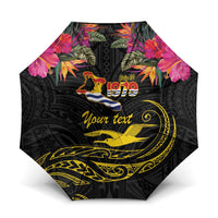 Kiribati Independence Day Personalised Umbrella Gold Frigatebird with Polynesian Pattern - Polynesian Pride