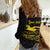 Kiribati Independence Day Personalised Women Casual Shirt Gold Frigatebird with Polynesian Pattern