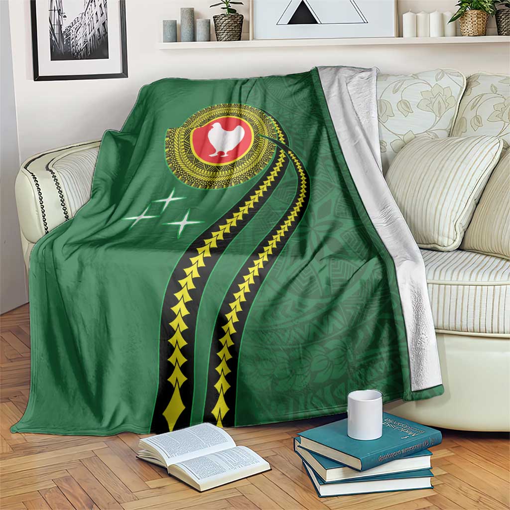 Manua Islands Polynesian Style Blanket LT9 Green - Polynesian Pride
