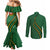 Manua Islands Polynesian Style Couples Matching Mermaid Dress and Long Sleeve Button Shirt