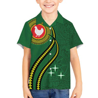 Manua Islands Polynesian Style Family Matching Summer Maxi Dress and Hawaiian Shirt LT9 Son's Shirt Green - Polynesian Pride