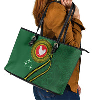Manua Islands Polynesian Style Leather Tote Bag