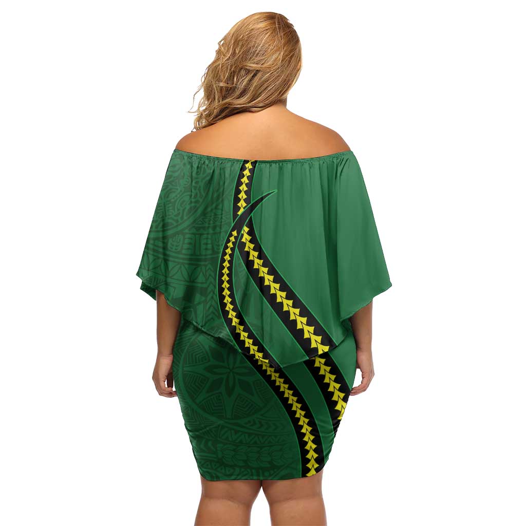 Manua Islands Polynesian Style Off Shoulder Short Dress