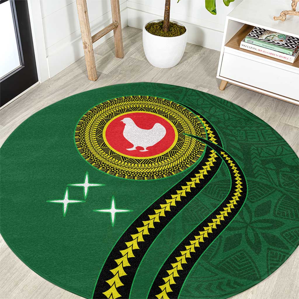 Manua Islands Polynesian Style Round Carpet LT9 Green - Polynesian Pride