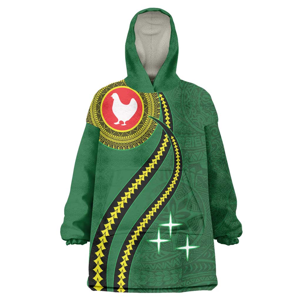 Manua Islands Polynesian Style Wearable Blanket Hoodie LT9 One Size Green - Polynesian Pride