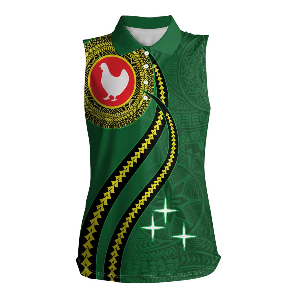 Manua Islands Polynesian Style Women Sleeveless Polo Shirt LT9 Female Green - Polynesian Pride