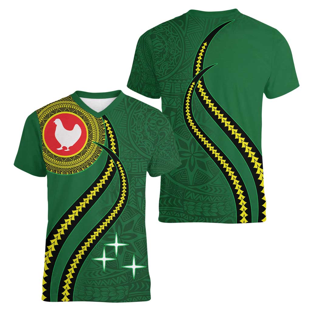 Manua Islands Polynesian Style Women V-Neck T-Shirt LT9 - Polynesian Pride