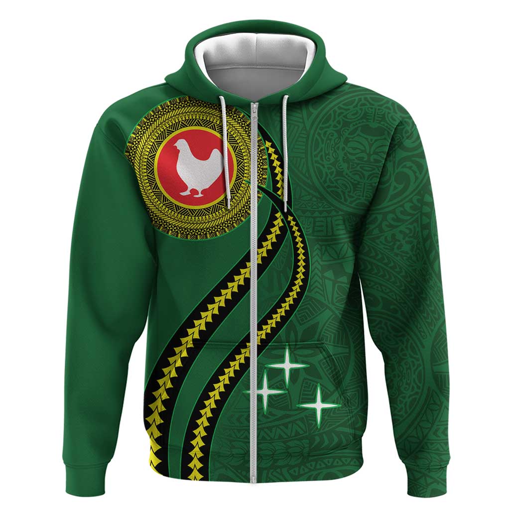 Manua Islands Polynesian Style Zip Hoodie LT9 Zip Hoodie Green - Polynesian Pride