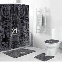 Custom New Zealand Taiaha Maori Bathroom Set Minimalist Silver Fern All Black - Polynesian Pride