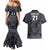 Custom New Zealand Taiaha Maori Couples Matching Mermaid Dress and Hawaiian Shirt Minimalist Silver Fern All Black - Polynesian Pride