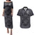 Custom New Zealand Taiaha Maori Couples Matching Puletasi and Hawaiian Shirt Minimalist Silver Fern All Black - Polynesian Pride