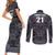 Custom New Zealand Taiaha Maori Couples Matching Short Sleeve Bodycon Dress and Long Sleeve Button Shirt Minimalist Silver Fern All Black - Polynesian Pride