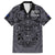 Custom New Zealand Taiaha Maori Family Matching Off The Shoulder Long Sleeve Dress and Hawaiian Shirt Minimalist Silver Fern All Black - Polynesian Pride
