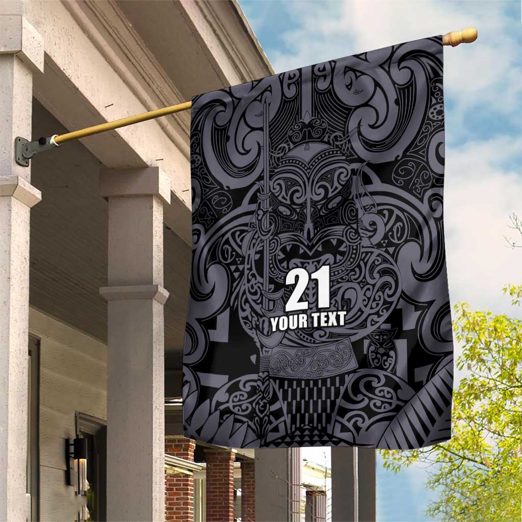 Custom New Zealand Taiaha Maori Garden Flag Minimalist Silver Fern All Black - Polynesian Pride