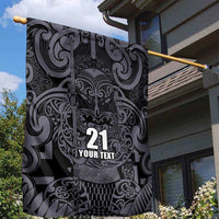 Custom New Zealand Taiaha Maori Garden Flag Minimalist Silver Fern All Black - Polynesian Pride