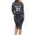 Custom New Zealand Taiaha Maori Long Sleeve Bodycon Dress Minimalist Silver Fern All Black - Polynesian Pride