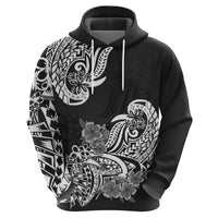 Polynesian Hoodie Pacific Flower Mix Floral Tribal Tattoo Black Vibe LT9 - Polynesian Pride