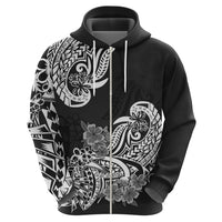 Polynesian Hoodie Pacific Flower Mix Floral Tribal Tattoo Black Vibe LT9 - Polynesian Pride