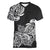 Polynesian Women V Neck T Shirt Pacific Flower Mix Floral Tribal Tattoo Black Vibe LT9 Female Black - Polynesian Pride